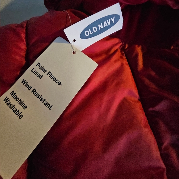 Old Navy Red Boys Full Front Zip Puffer Jacket XL (14) NWT - Picture 3 of 5